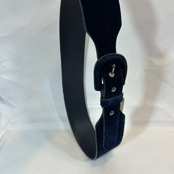 Banana Republic Deep Blue Velvet Wide Width Belt 43.5" Whimsigoth Renaissance - Picture 2 of 13